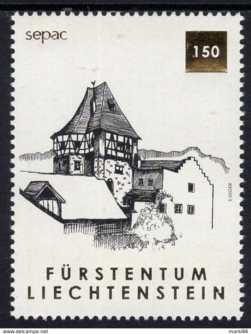 Liechtenstein - 2019 - SEPAC - Old Residential Buildings - Mint Stamp With Hot Foil Intaglio Imprint - Unused Stamps