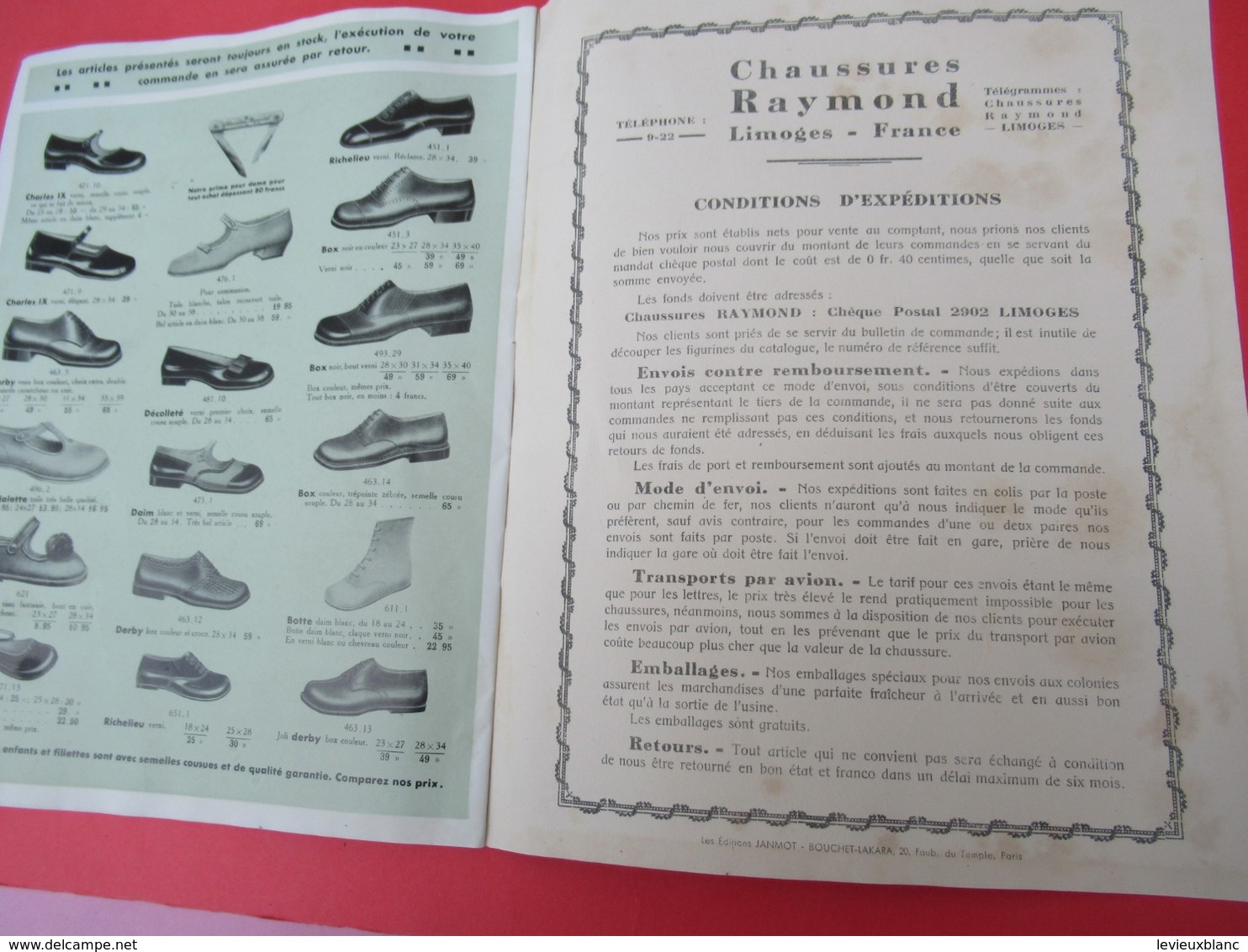 Catalogue-Tarif/ Habillement/ Chaussures/ Chaussures RAYMOND/Limoges - Poitiers/Chausse le Monde entier/1932   CAT254