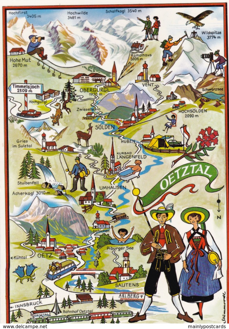 AN44 Postcard Map - Oetztal - Maps