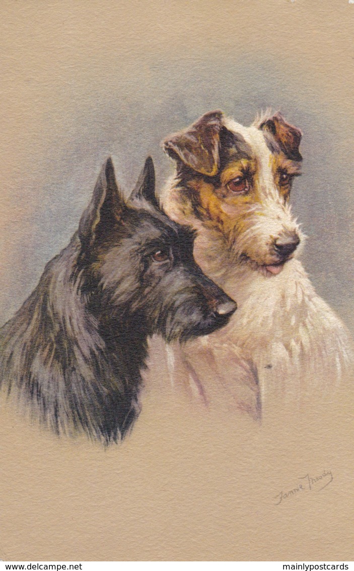 AS90 Animals - Dog - Terriers - Artist Signed Jannie Moody - Dogs