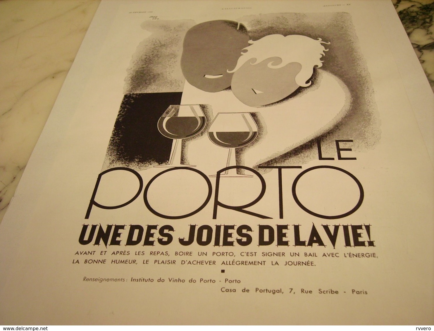 ANCIENNE PUBLICITE UNE DES JOIES DE LA VIE LE  PORTO 1935 - Alcools