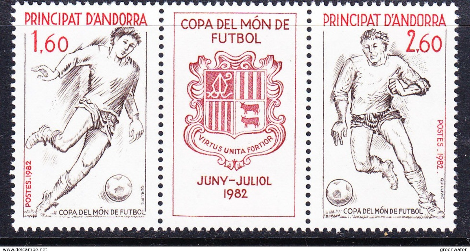 Andorra Fr. 1982 World Cup Football Strip 2v+label ** Mnh (44554J) - Ongebruikt