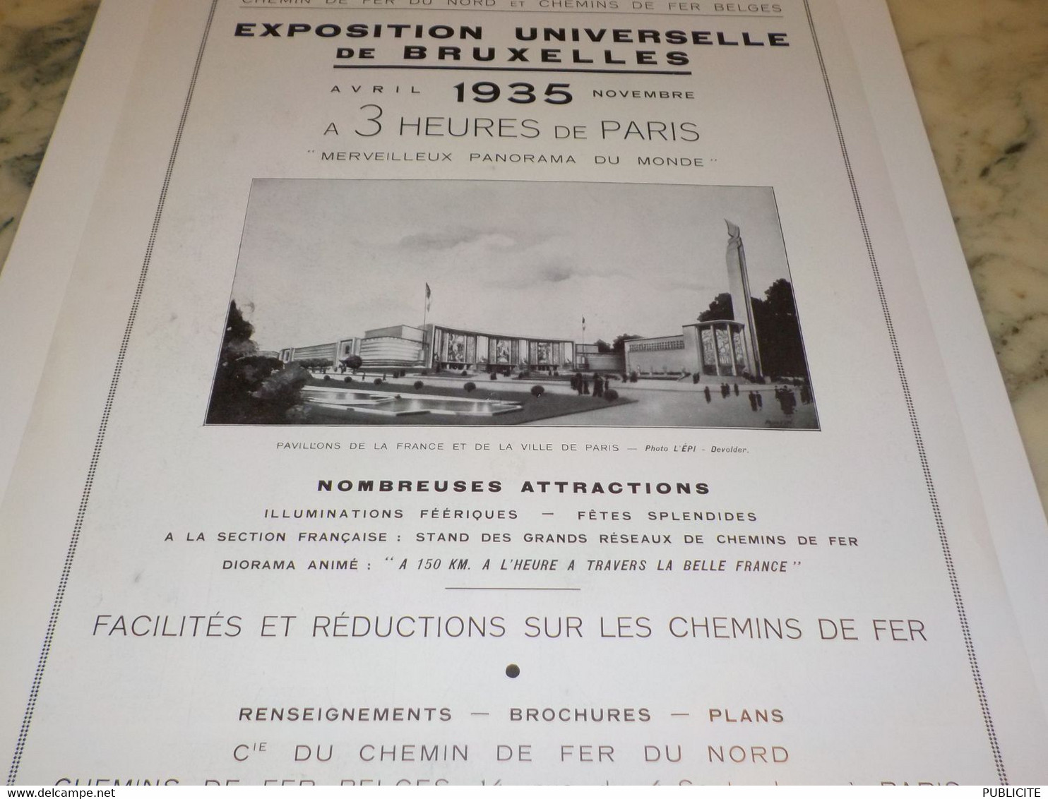 ANCIENNE PUBLICITE EXPOSITION DE BRUXELLES 1935 - Autres & Non Classés