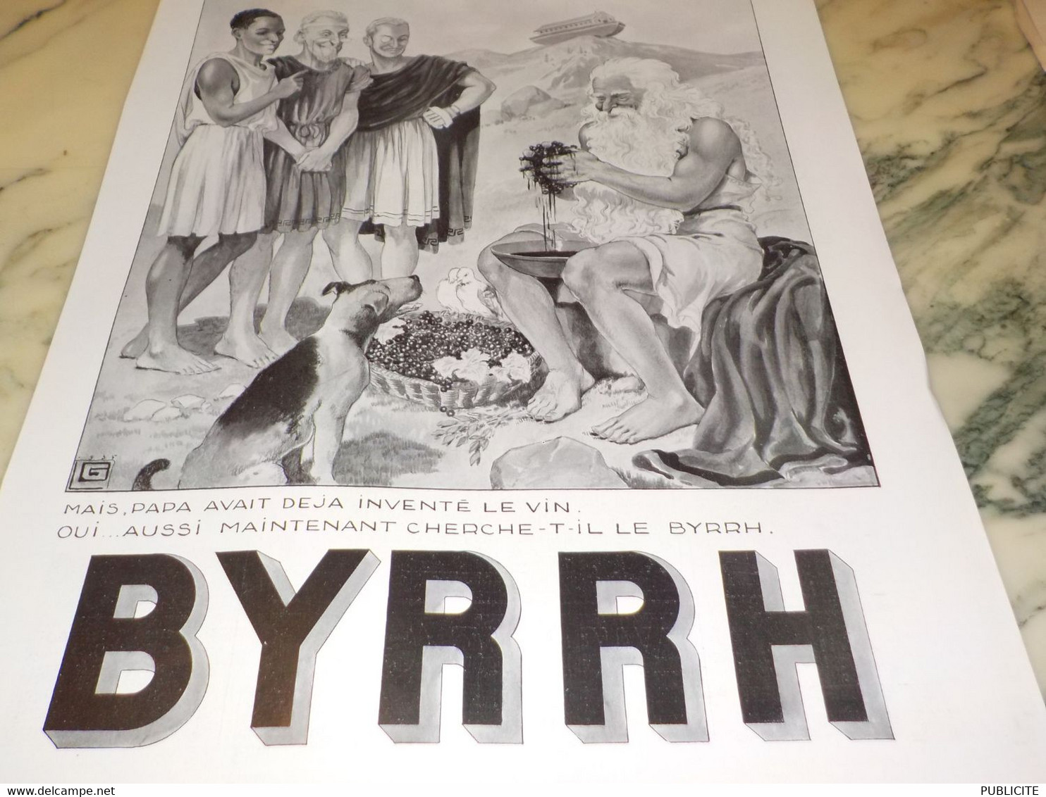 ANCIENNE PUBLICITE INVENTE LE VIN ET BYRRH  1935 - Alcools