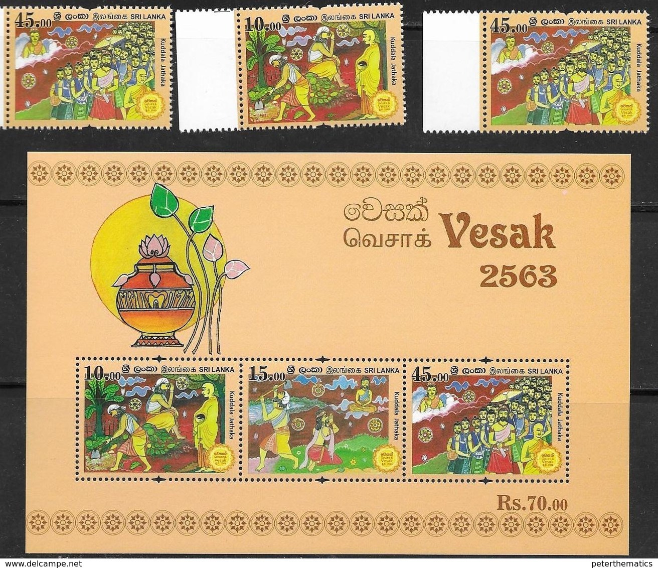 SRI LANKA, 2019, MNH, CELEBRATIONS, VESAK, 3v+SHEETLET - Other & Unclassified