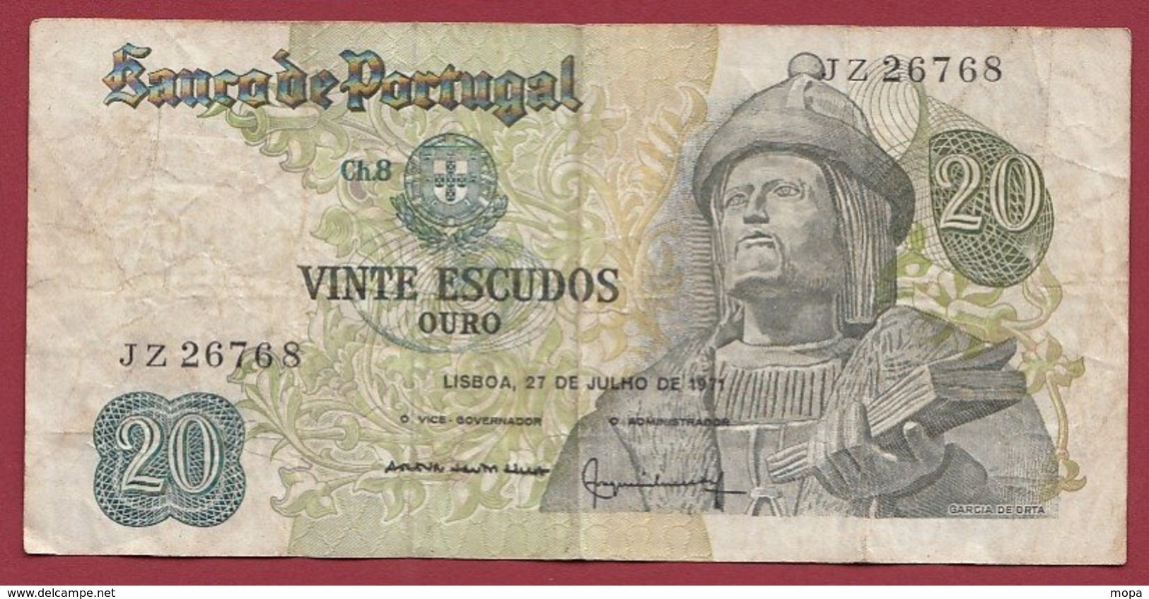 Portugal 20 Escudos Du 27/07/1971  Dans L 'état (16) - Portugal