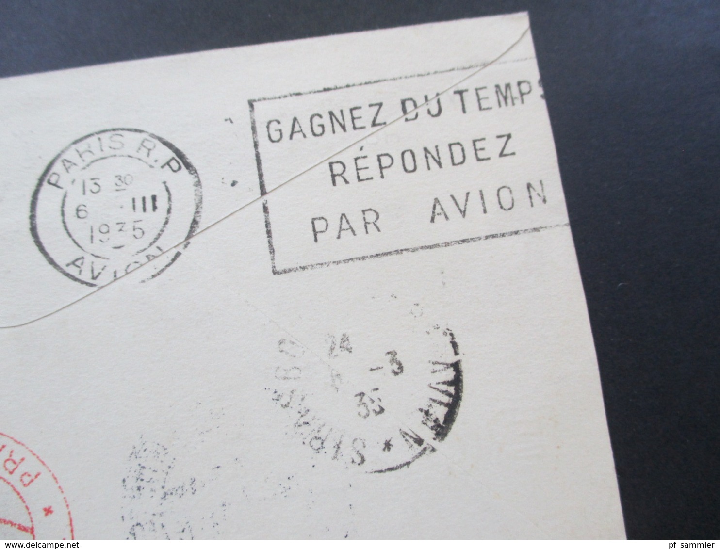 Mexico 1935 Air Mail Servicio Postal Aereo Nach Prag Mit Rotem Stempel Telegrafni Ustrednistanice Rohrpost?? über Paris - Mexique