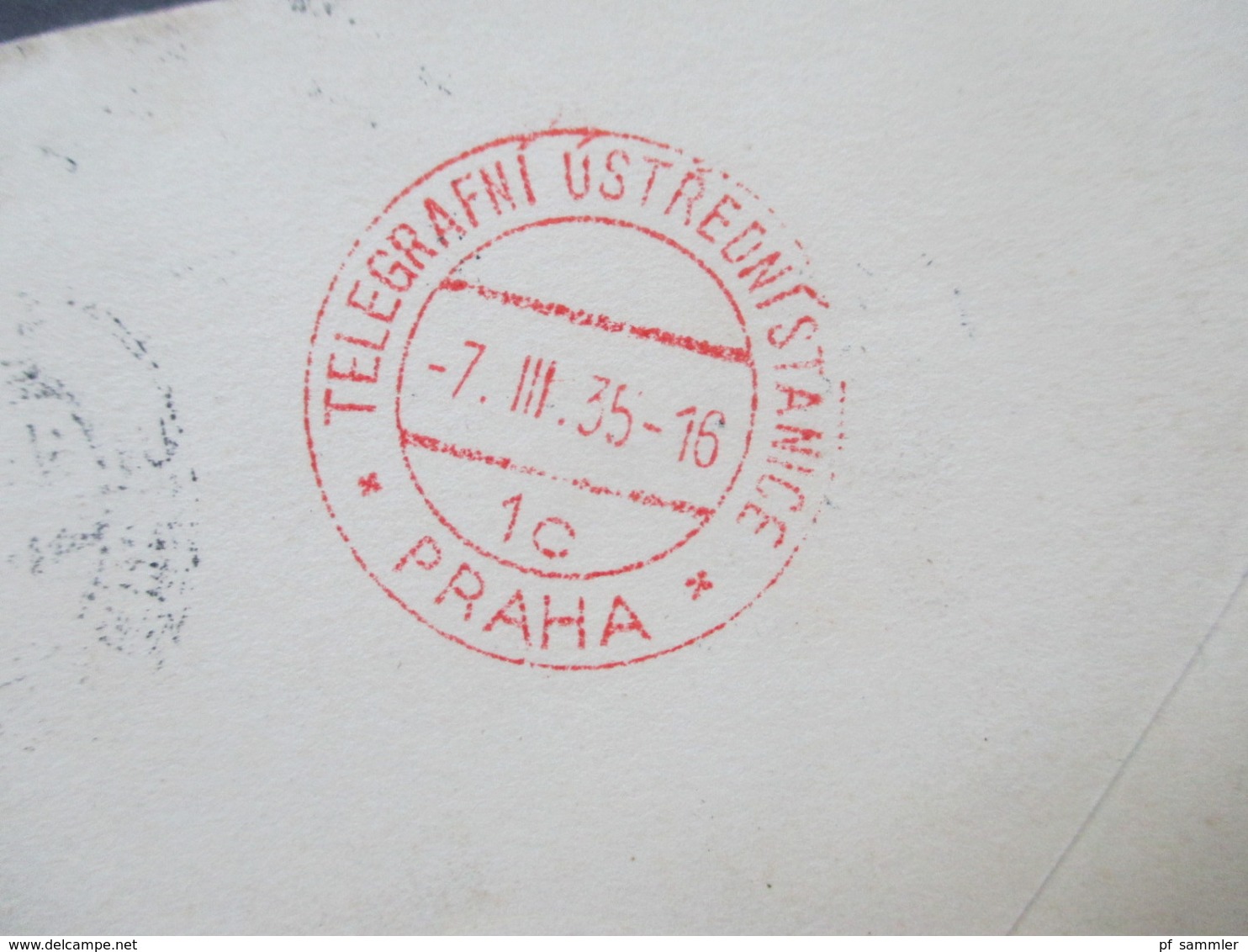 Mexico 1935 Air Mail Servicio Postal Aereo Nach Prag Mit Rotem Stempel Telegrafni Ustrednistanice Rohrpost?? über Paris - Mexique