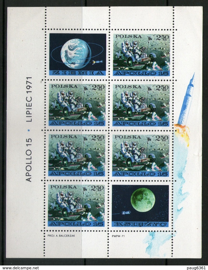 POLOGNE 1971 FEUILLET APOLLO 15  YVERT N°B53 NEUF MNH** - Europe