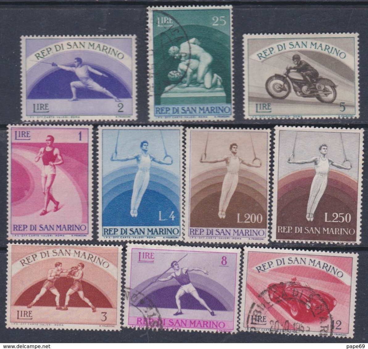 Saint-Marin N° 383 / 93 X,  O, Sauf 391 Sports Sujets Divers, La Série Incomplète Des 10 Vals X Ou O  Sinon TB - Usados