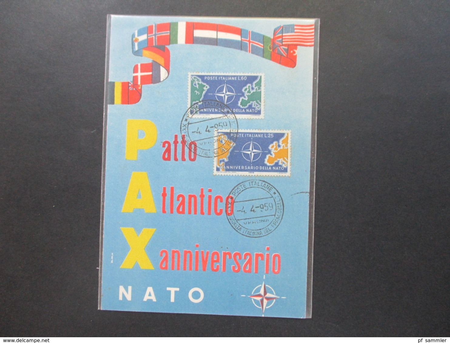Italien 1959 Sonderkarte PAX Patto Atlantico Xanniversario NATO Nr. 1032 Und 1033 FDC 10 Jahre Nato - 1946-60: Marcophilia