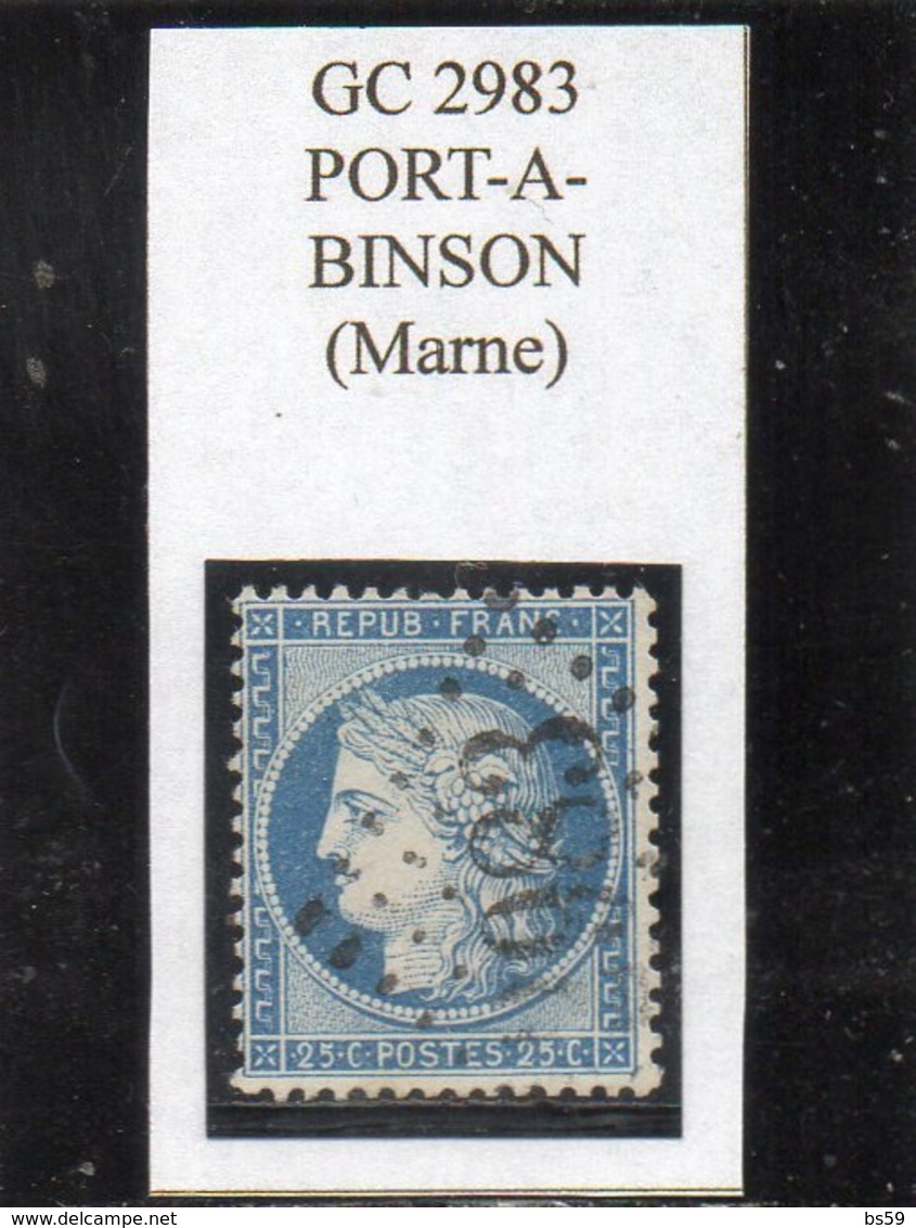 Marne - N° 60A Obl GC 2983 Port-à-Binson - 1871-1875 Ceres