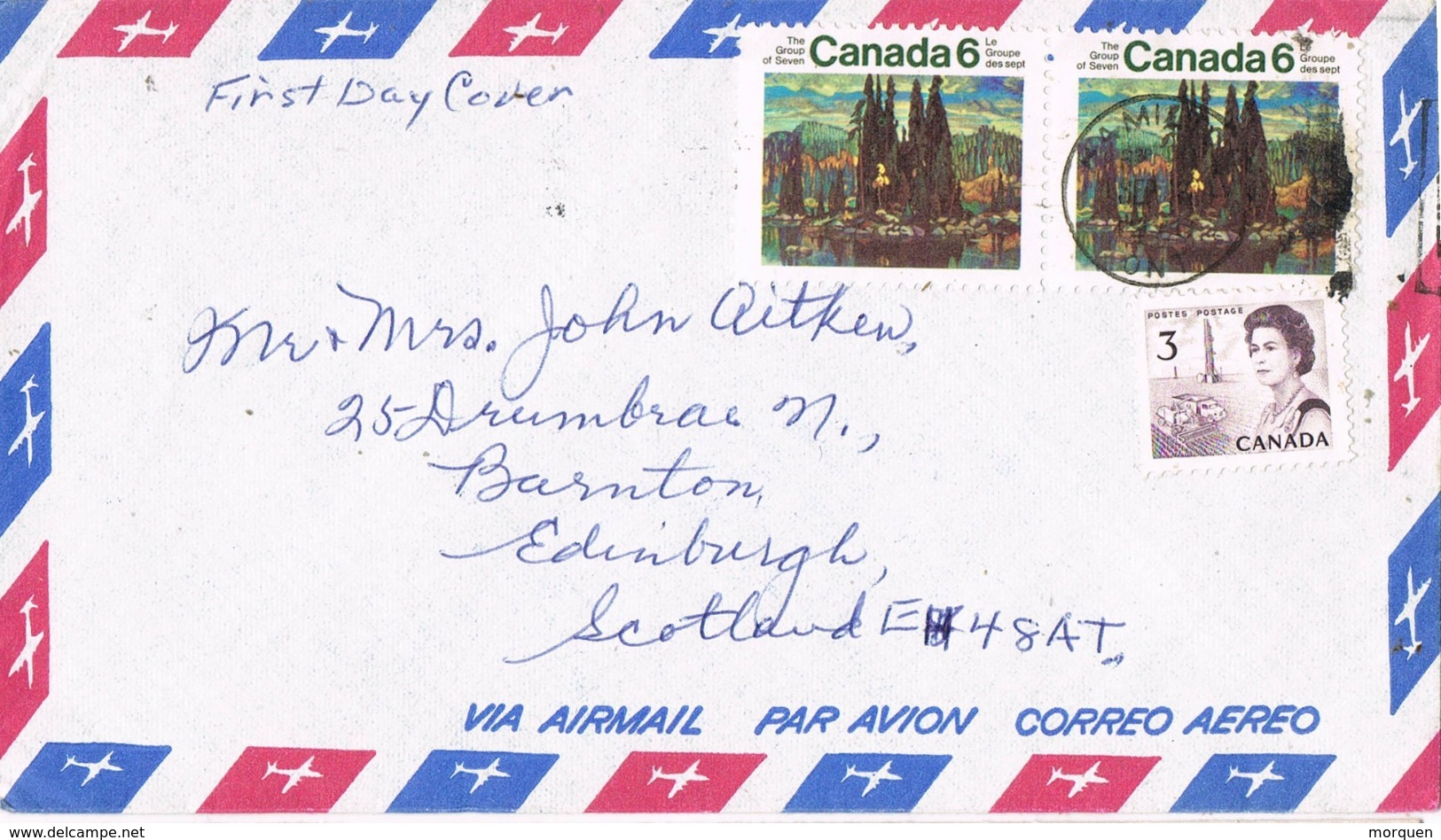 33808. Carta Aerea HAMILTON (Canada) 1970 To Scotland - Cartas & Documentos