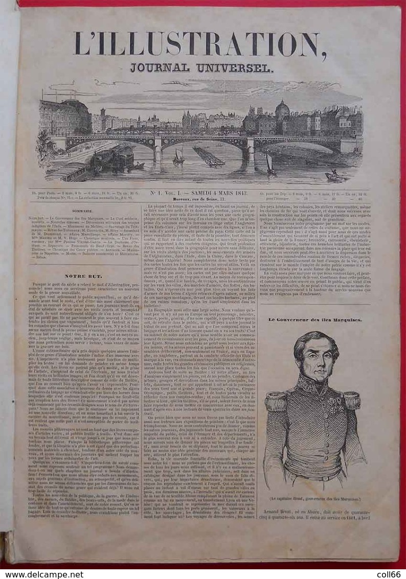 RARE 1843-1844 L'Illustration Tome 1 & 2 Reliés Carton N°1 (mars 1843) à 26 Et 27 à 52 (février 1844) Dedans Très Propre - 1801-1900