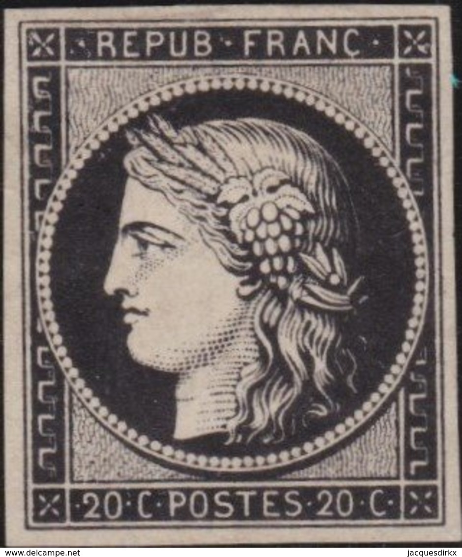 France  .   Yvert   .     3  (2 Scans)  .        (*)          .       Pas De Gomme  .   /   .     No Gum - 1849-1850 Cérès