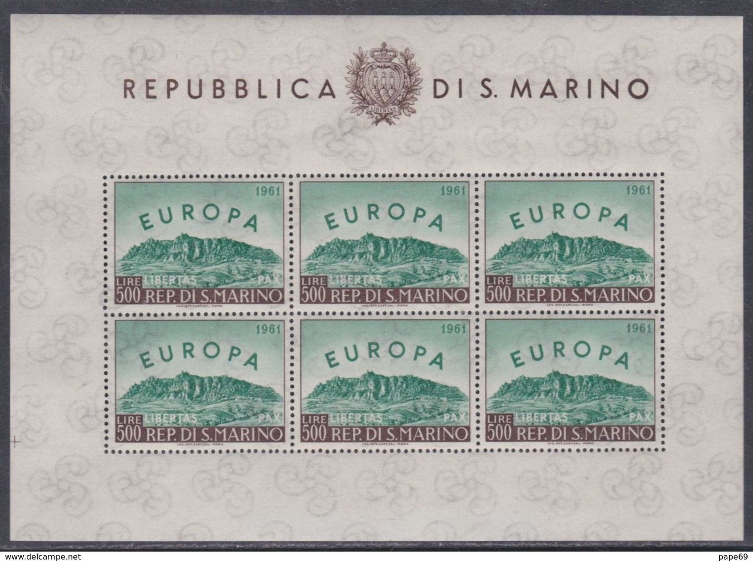 Saint-Marin N° 523  XX Europa : Feuillet De 6 Timbres Sans Charnière,  TB - Neufs