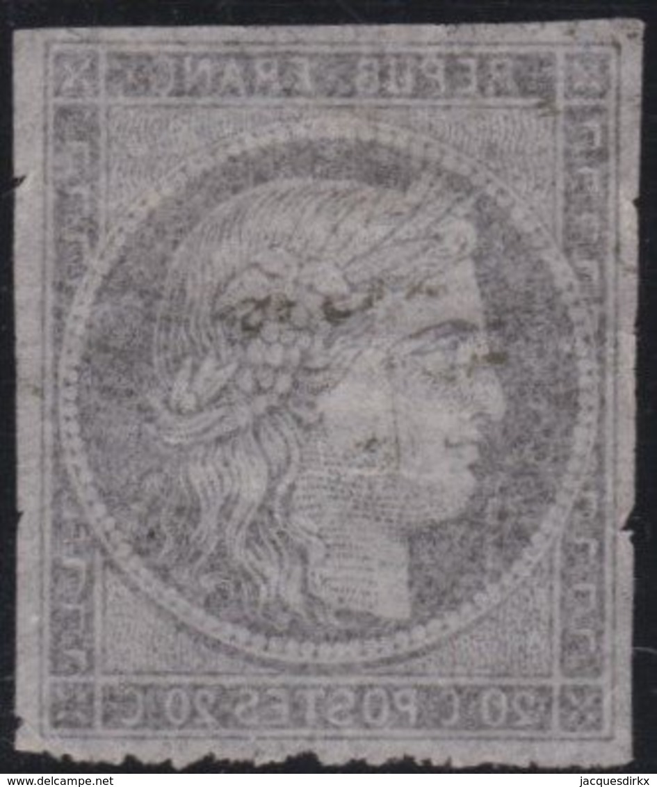 France  .   Yvert   .     3c Ou Essai ?  Papier Mince  (2 Scans)  .     (*)    .     Pas De Gomme  .   /   .     No Gum - 1849-1850 Cérès