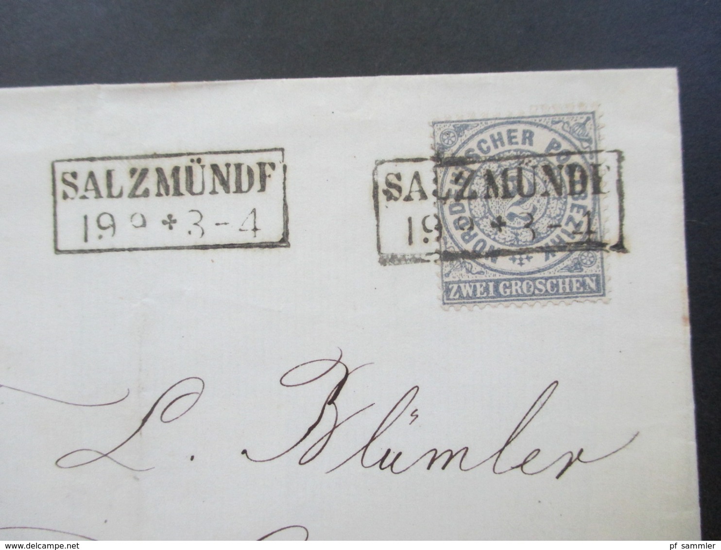 AD NDP 1869 Nr. 17 EF Kastenstempel Ra 2 Salzmünde VS / Großes Briefstück - Lettres & Documents