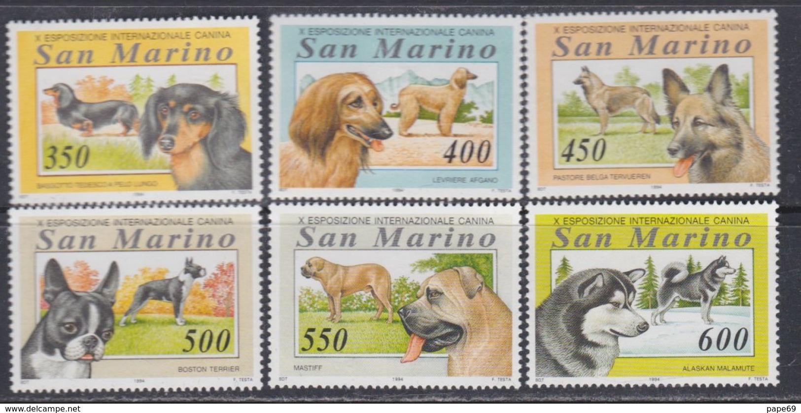Saint-Marin N° 1351 / 56 XX 10ème Exposition Canine Internationale, Les 6 Valeurs Sans Charnière, TB - Ungebraucht
