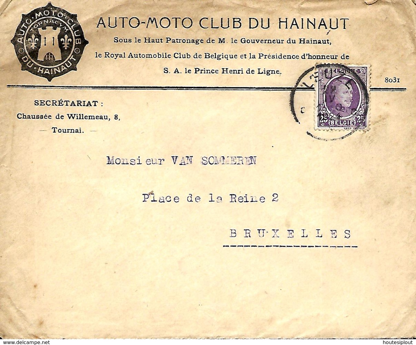 Belgique. TP 197 L. Leuze > Bruxelles  1924  Auto-Moto Club Du Hainaut - 1922-1927 Houyoux