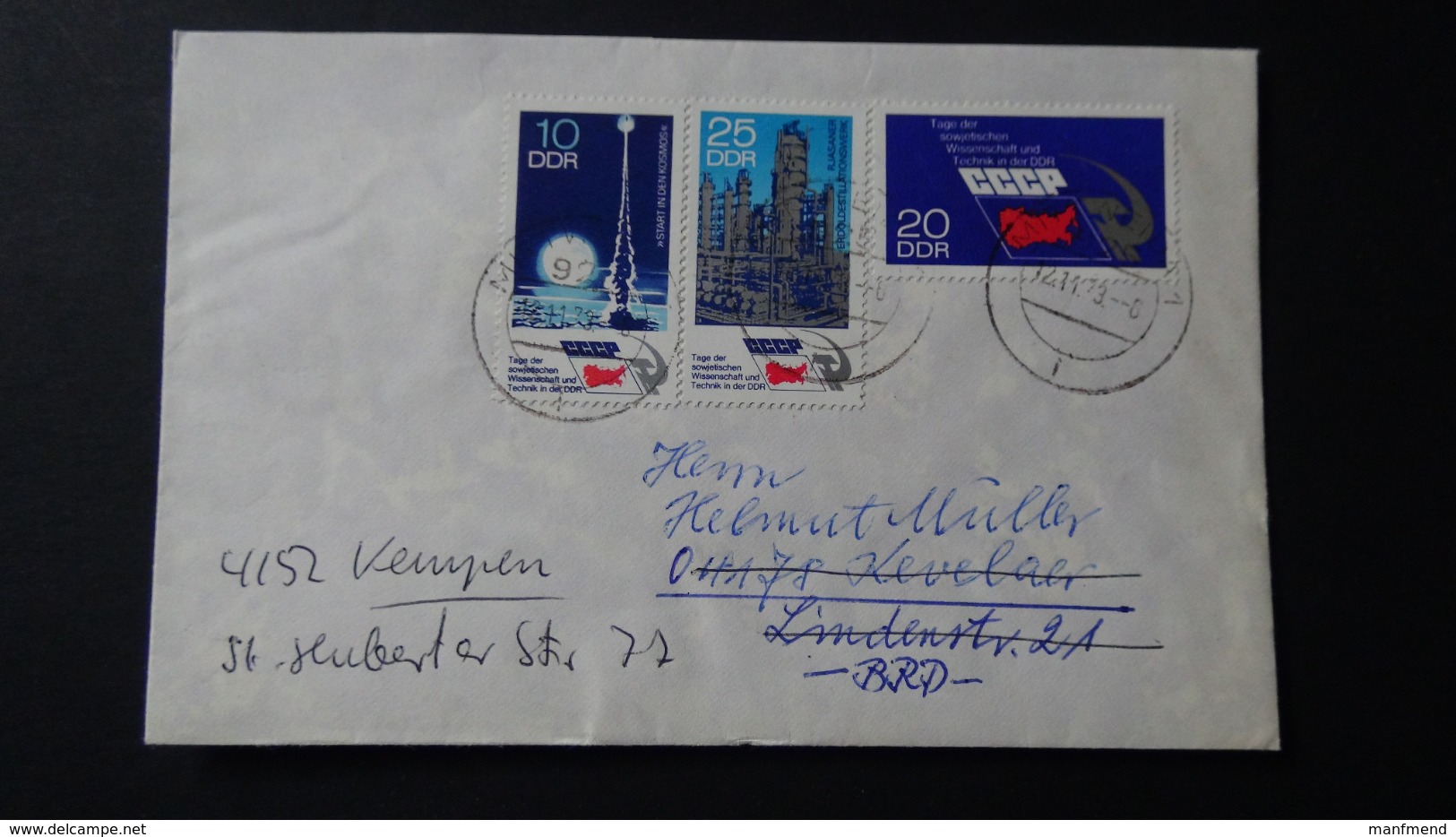 Germany - DDR - 1973 - Mi:DD 1887-9, Sn:DD 1494-6, Yt:DD 1574-6  On Envelope - Look Scan - Briefe U. Dokumente