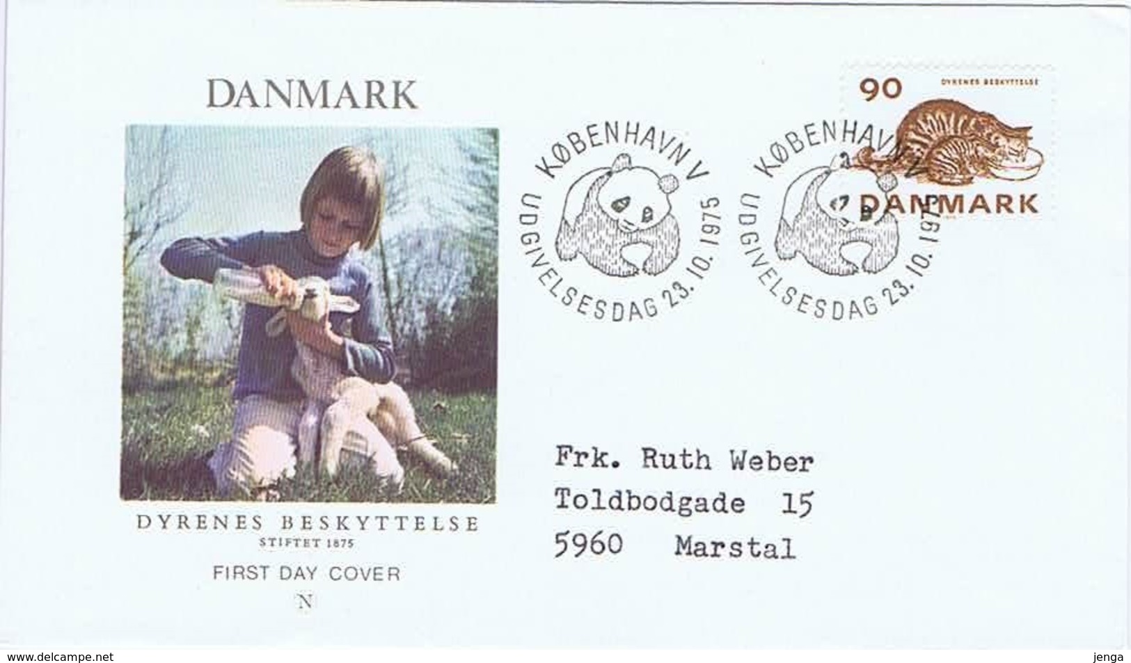 Denmark 1975; Animal Protection - WWF.  FDC With Panda Postmark - FDC