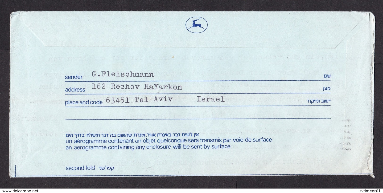 Israel: Stationery Aerogramme To Switzerland, 1977, Air Letter, 1.90 Rate, Extra Stamp (traces Of Use) - Brieven En Documenten