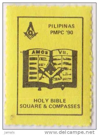 Freemasonry, Masonic Bible, Masonic Symbol, Compass, Poster Stamp, Philippines - Freemasonry