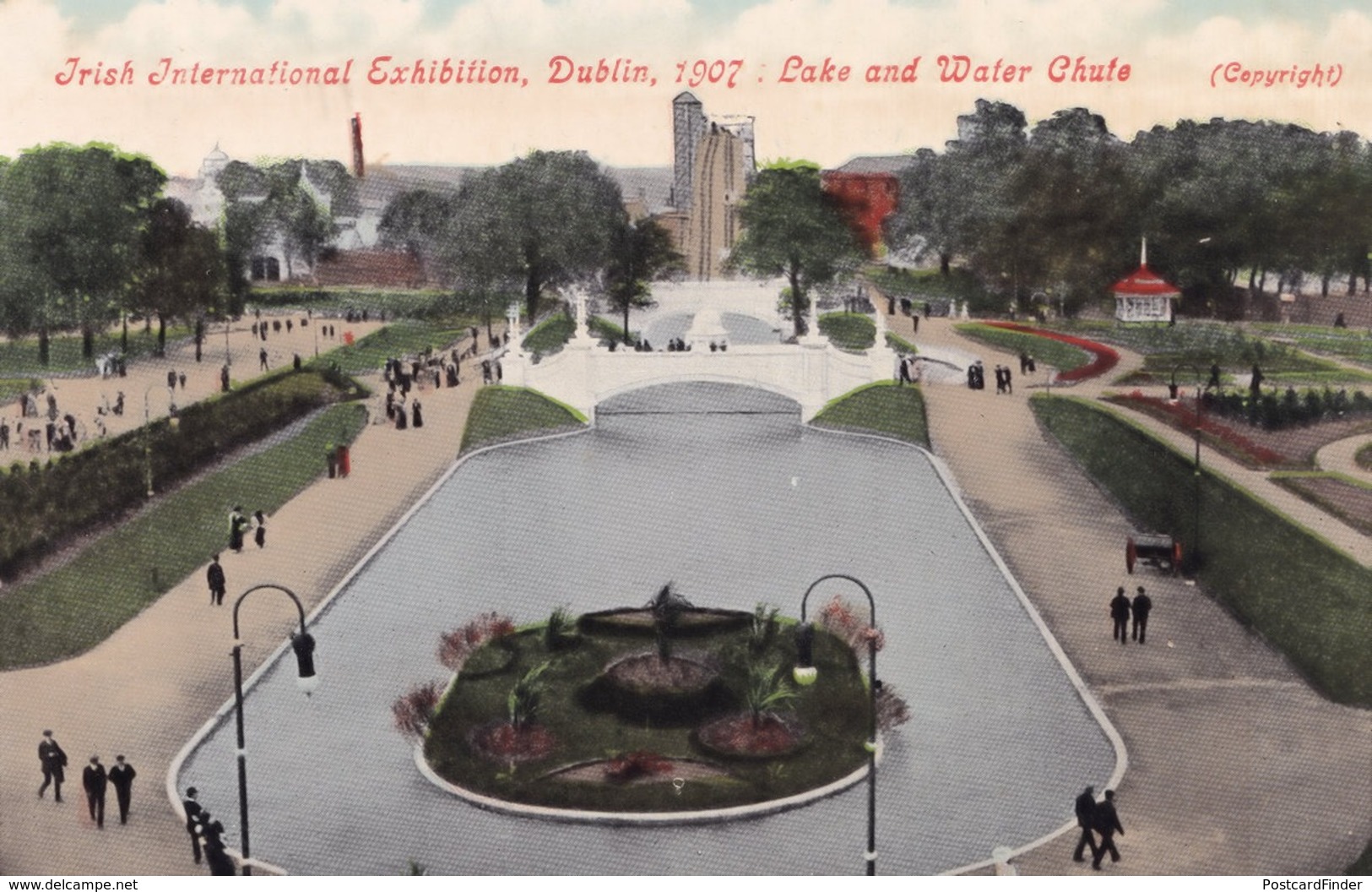 Irish International Exhibition Dublin 1907 Lake Water Chute Postcard - Ausstellungen