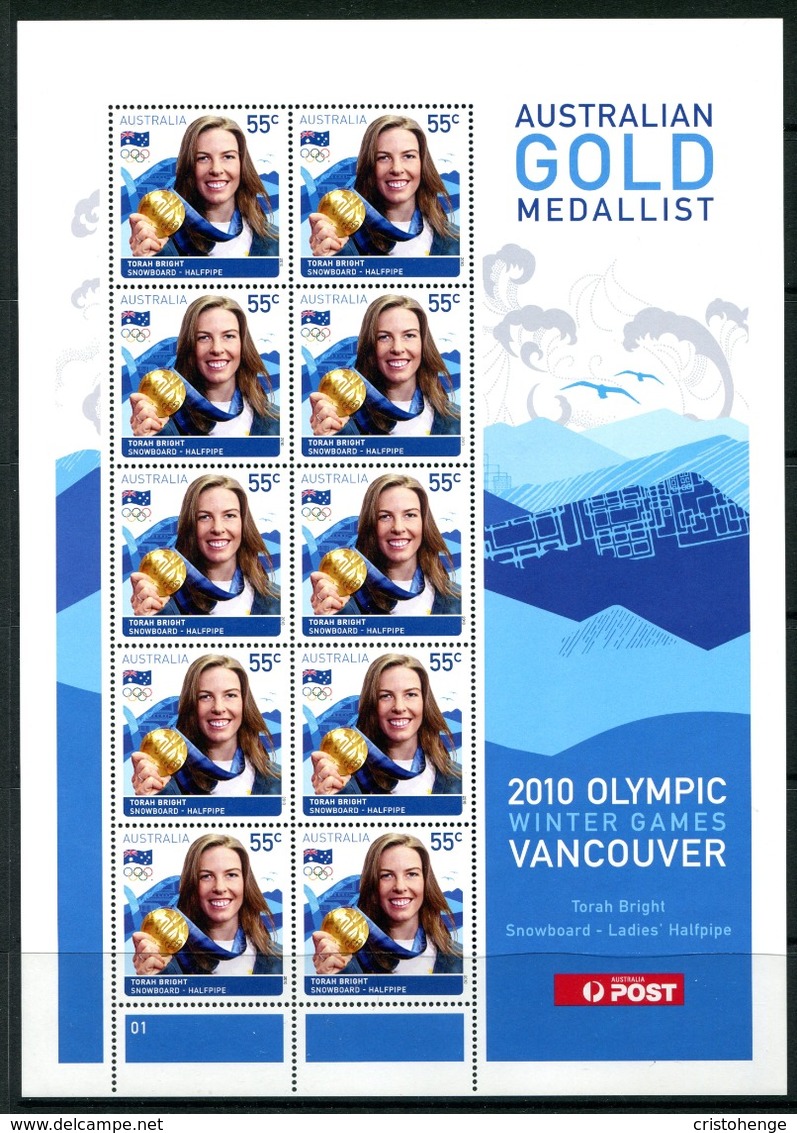 Australia 2010 Gold Medal Winners At Winter Olympic Games, Vancouver Sheetlet Set MNH (SG 3353-3354) - Mint Stamps