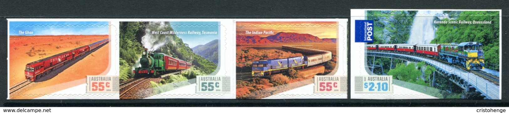 Australia 2010 Great Railway Journeys - Self-adhesive Set MNH (SG 3389-3392) - Mint Stamps