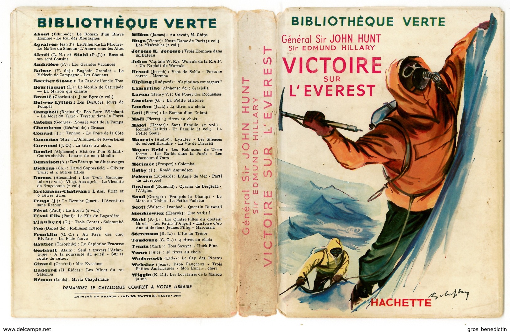 Bibliothèque Verte Avec Jaquette -  Hunt & Hillary - "Victoire Sur L'Everest" - 1955 - Bibliothèque Verte