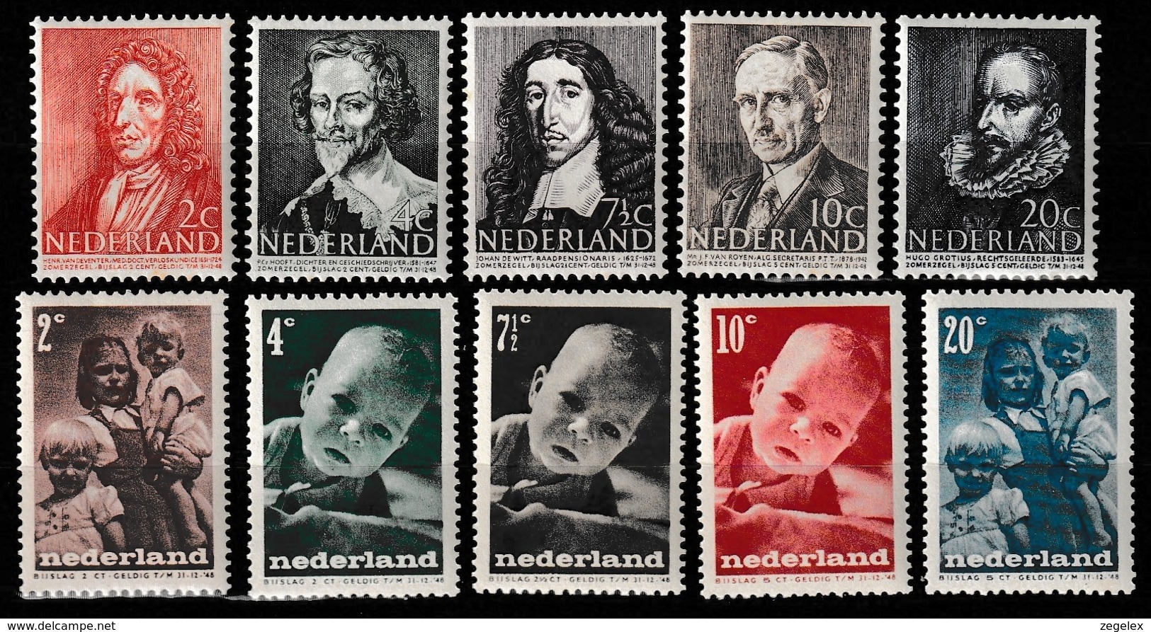 1947 Jaargang Nederland NVPH 490-499 Complete. Postfris/MNH** - Komplette Jahrgänge