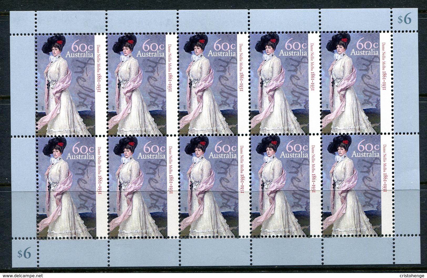 Australia 2011 150th Birth Anniversary Of Dame Nellie Melba Sheetlet MNH (SG 3594) - Mint Stamps
