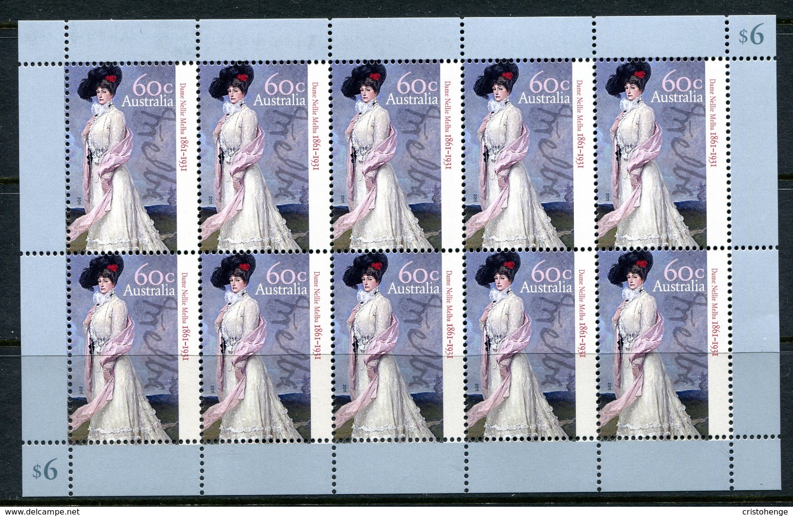 Australia 2011 150th Birth Anniversary Of Dame Nellie Melba Sheetlet MNH (SG 3594) - Nuevos