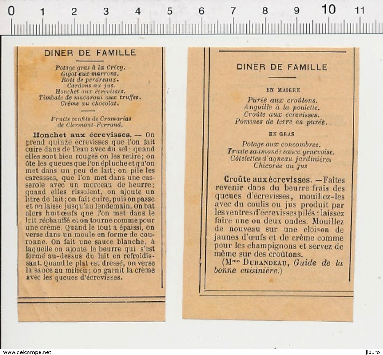 Presse 1893 Recette Honchet Aux écrevisses + Croûte Aux écrevisses 226ZF - Sin Clasificación