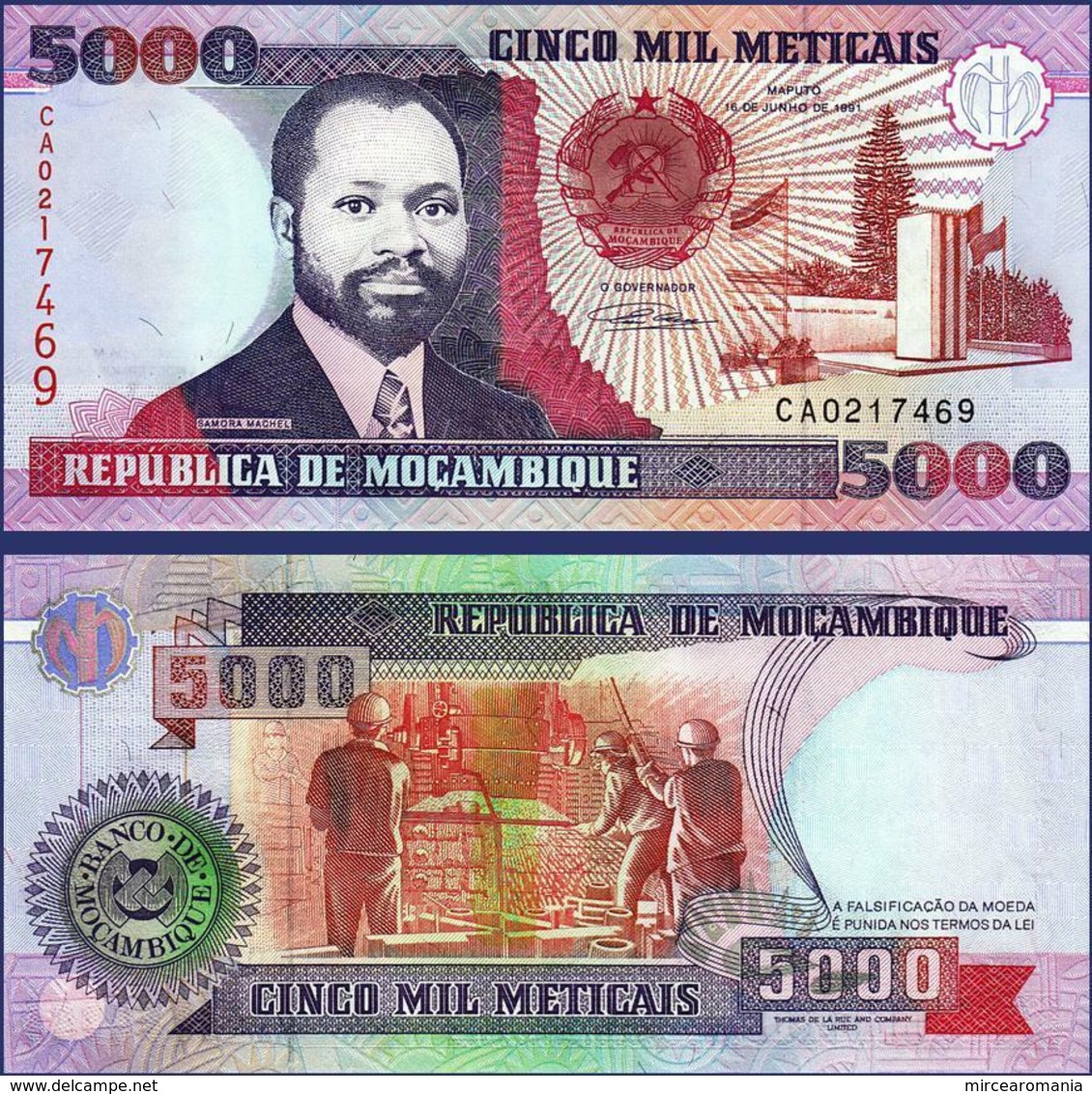 MOZAMBIQUE - 5 000 METICAIS - 1991 – UNC - Mozambique