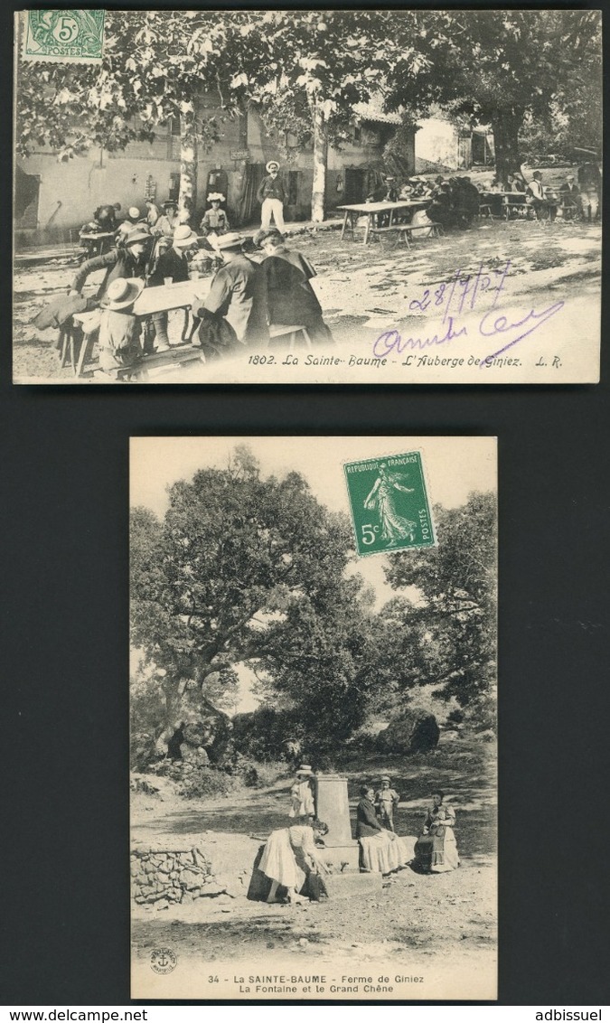 LA SAINTE BAUME FERME DE GINIEZ. Deux Cartes : "L'auberge De Giniez" Et "La Fontaine Et Le Grand Chêne" - Autres & Non Classés