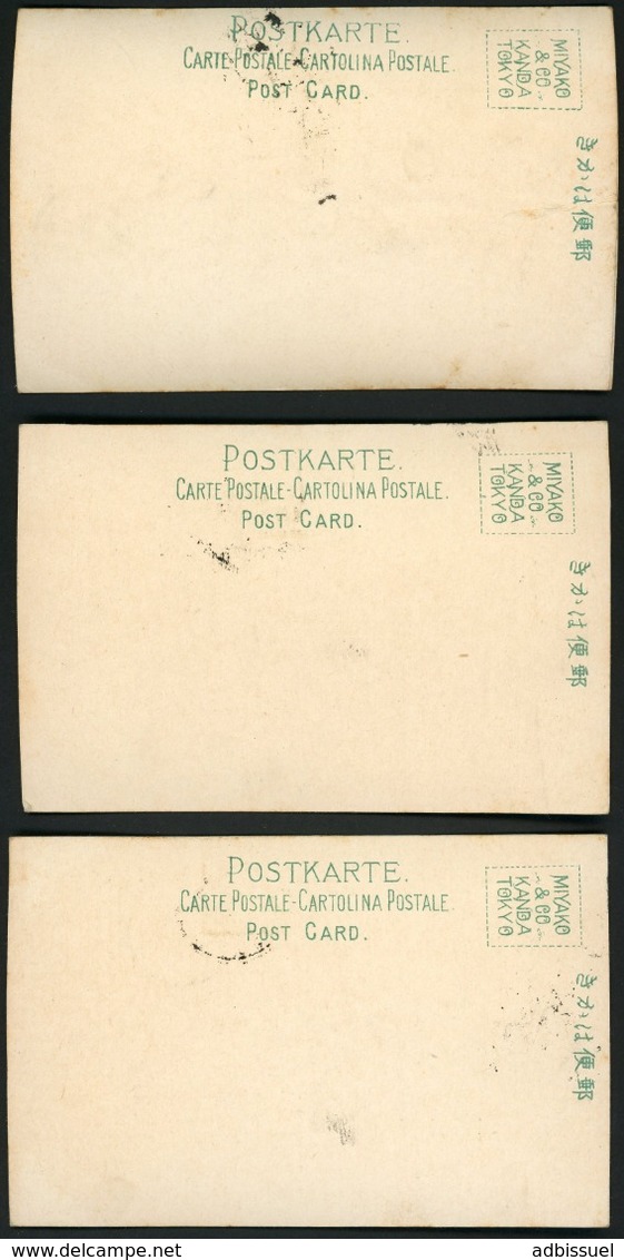 3 Postal Cards "Temple Nagasaki" "Yokohama Park" "Nagasaki Hotel" All Dated "40/2/7" Of Meiji Era = 7/Fébr/1907 - Sonstige & Ohne Zuordnung