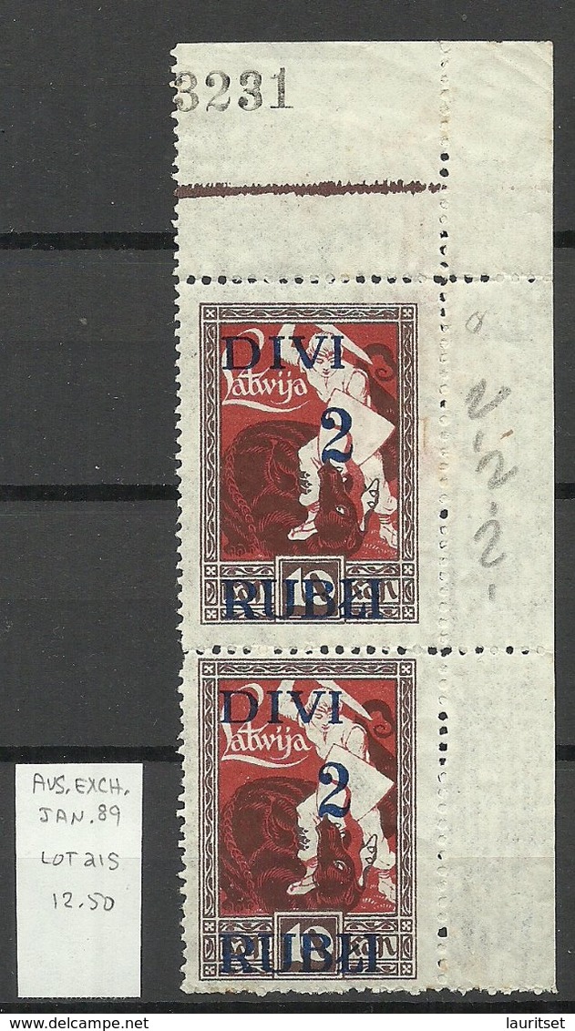 LETTLAND Latvia 1920 Michel 61 ERROR Abart Variety Abklatsch D. Mittelstückes Set Off Of Center Print MNH - Lettonie