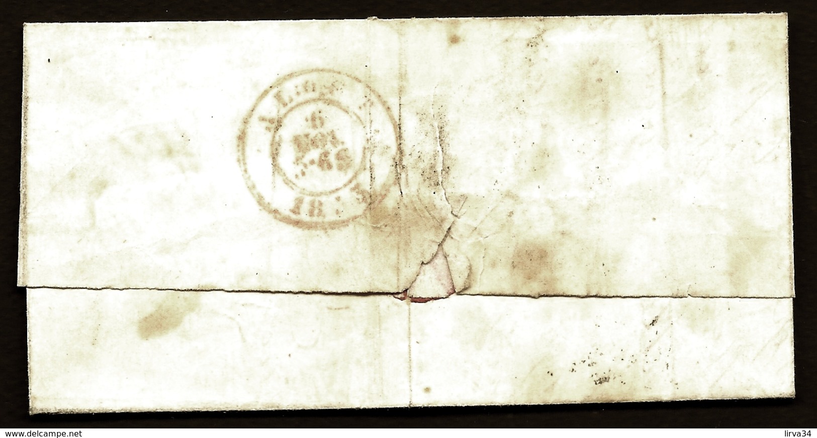 LETTRE ANCIENNE BELGIQUE- TIMBRE N° 6 BRUN FONCÉ- TAMPON ROND A LIGNES CHIFFRE 24- CAD BRUXELLES 1853- 3 SCANS - 1849-1865 Medallones (Otros)