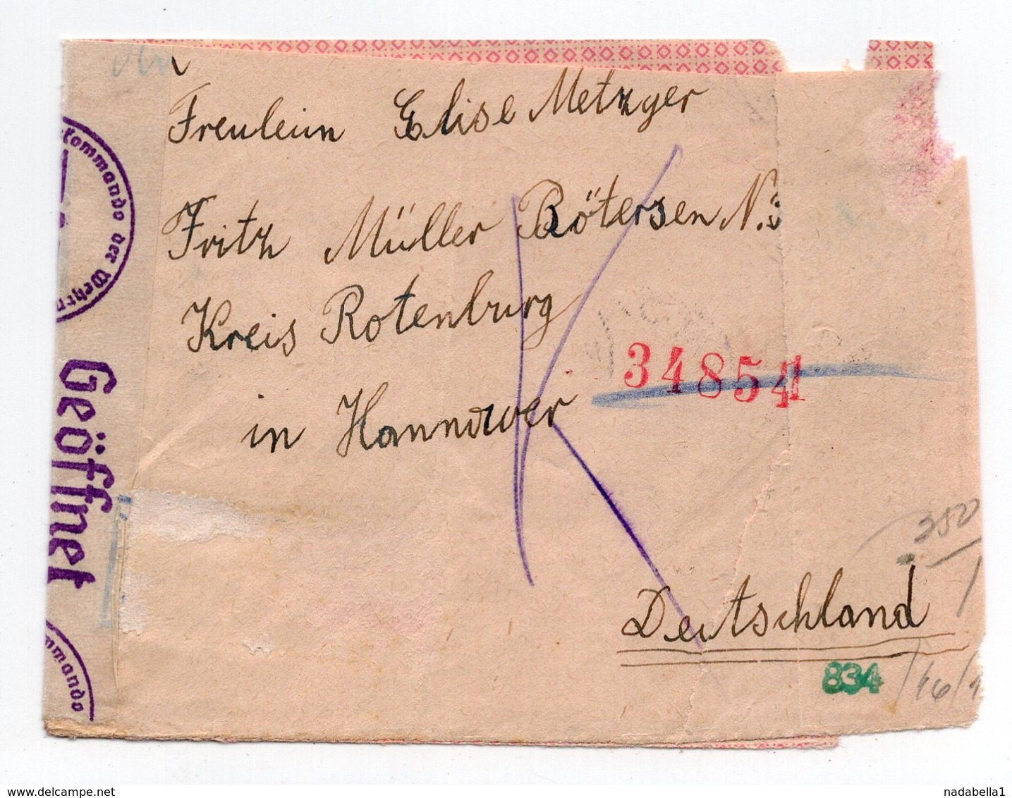 1941 WWII, GERMAN OCCUPATION OF SERBIA, KRALJEVICEVO TO HANOVER, GERMANY, CENSORED - Covers & Documents