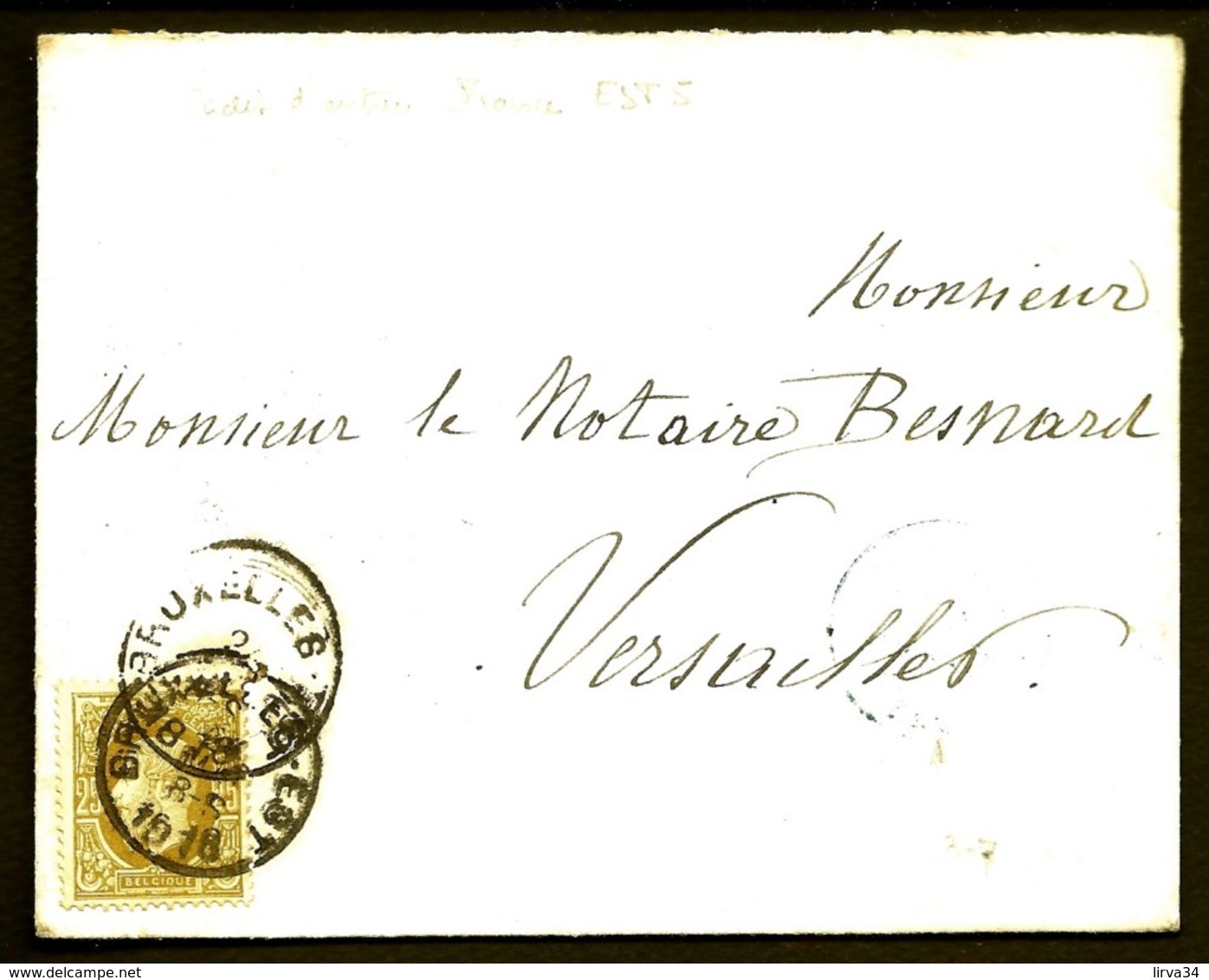 LETTRE ANCIENNE BELGIQUE- TIMBRE N° 32- CAD BRUXELLES 1878- CAD BLEU D'ENTRÉE EN FRANCE- 2 SCANS - 1869-1883 Leopold II.