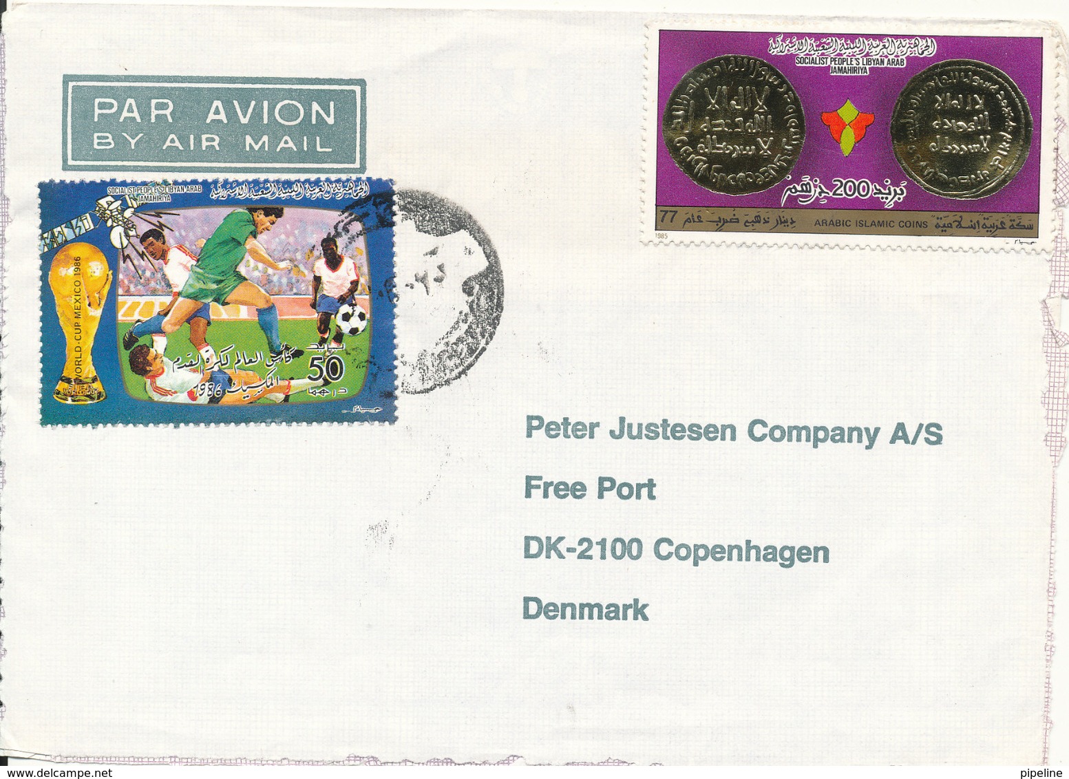 Libya Cover Sent Air Mail To Denmark 1986 - Libya