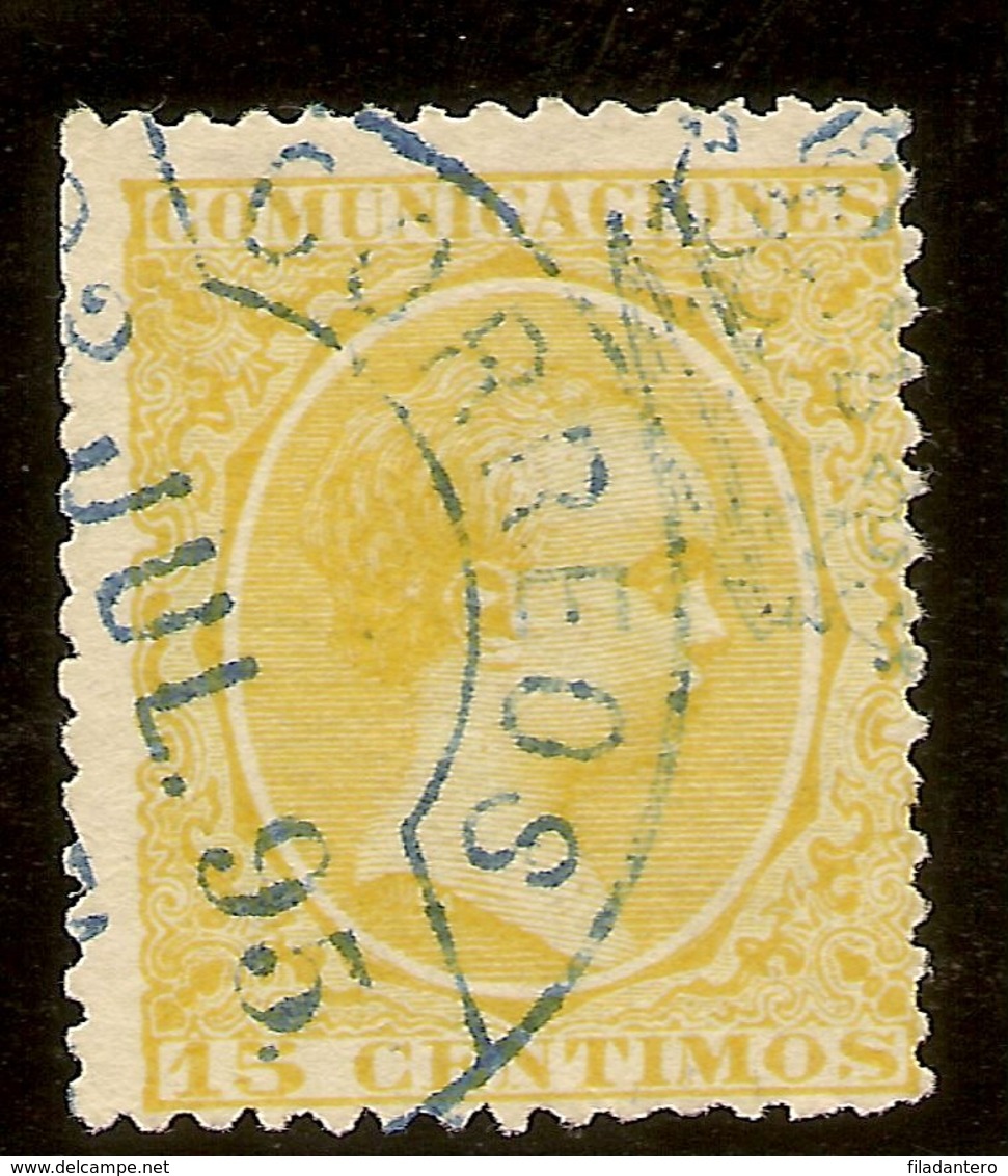 España Edifil 229 (º)  15 Céntimos Amarillo Alfonso XIII El Pelón  1895  NL1591 - Oblitérés