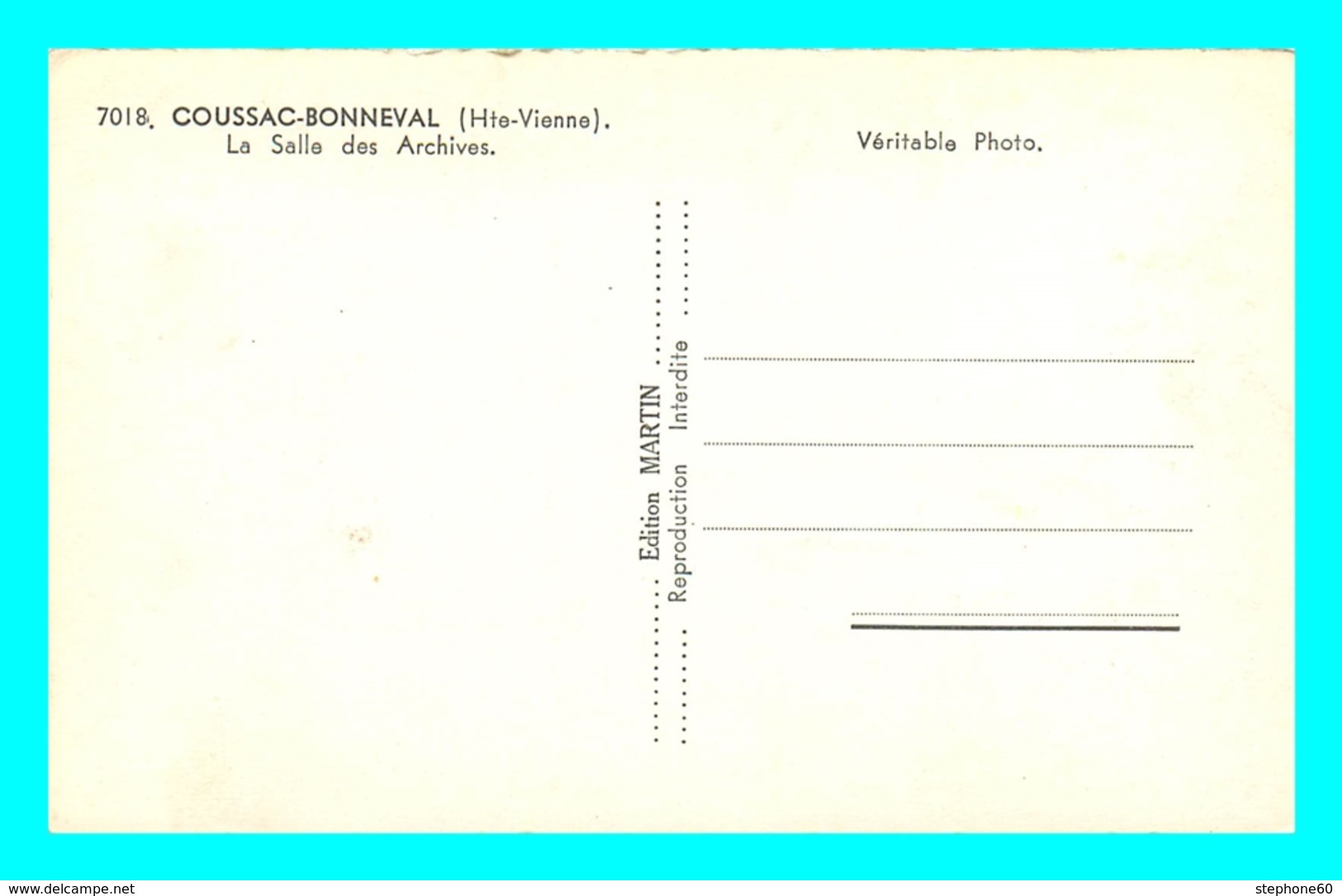 A774 / 067  87 - COUSSAC BONNEVAL Salle Des Archives - Other & Unclassified