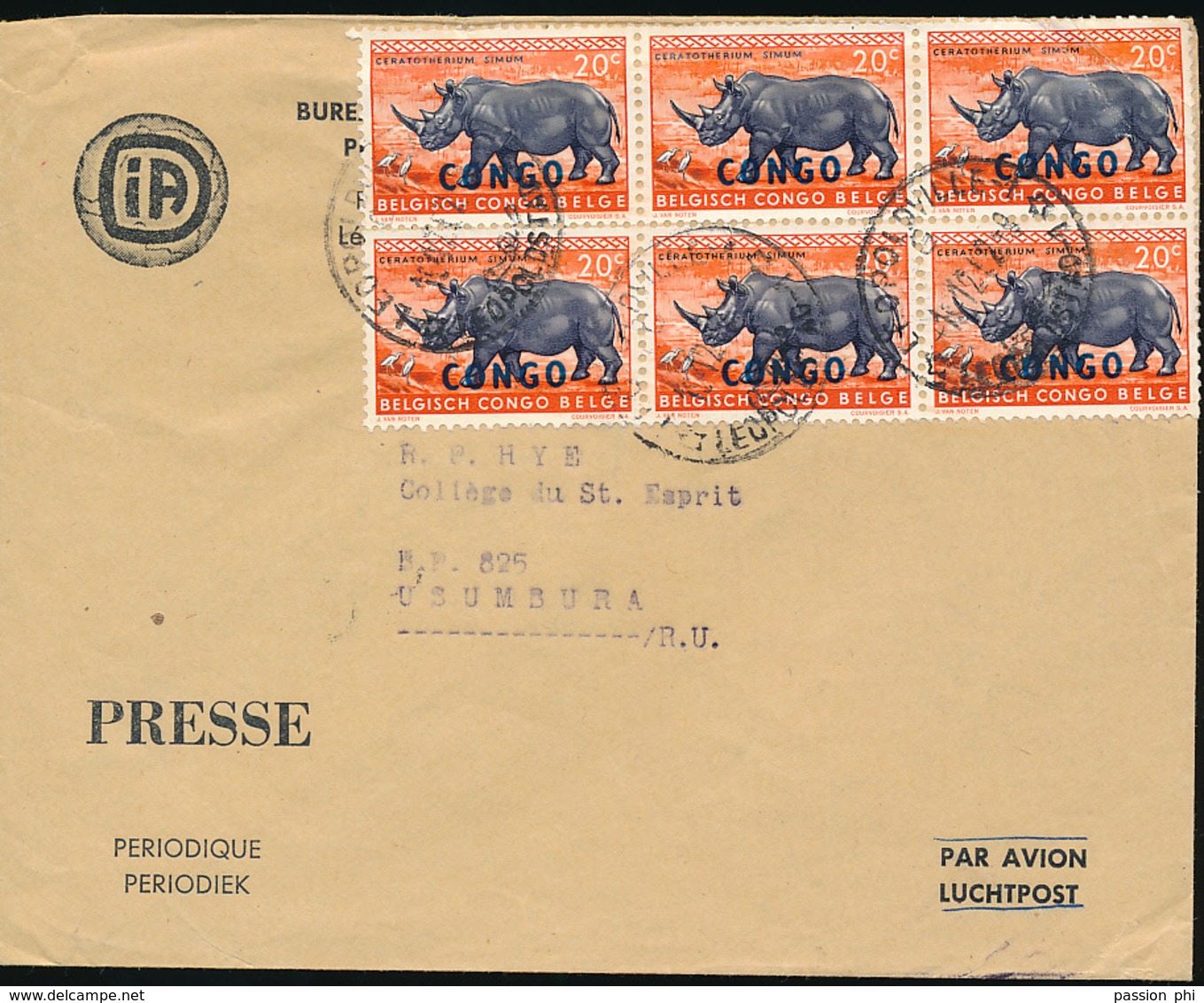 CONGO KINSHASA COVER FROM LEO. 19.12.62 TO USUMBURA - Other & Unclassified