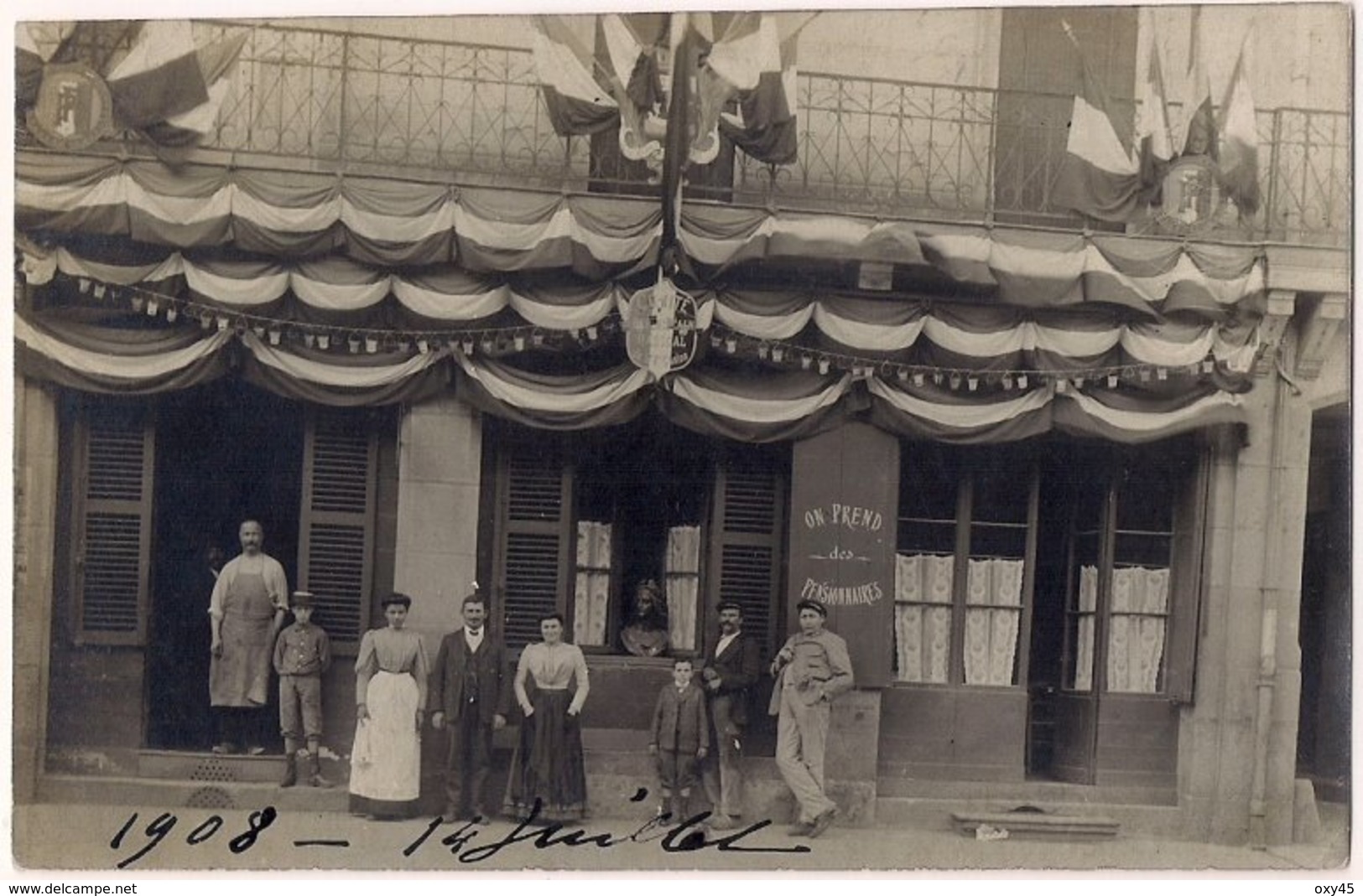 Carte Photo - Fête Du 14 Juillet 1908 "comité Républicain Radical Du 2e Canton"… à Localiser - Cafés