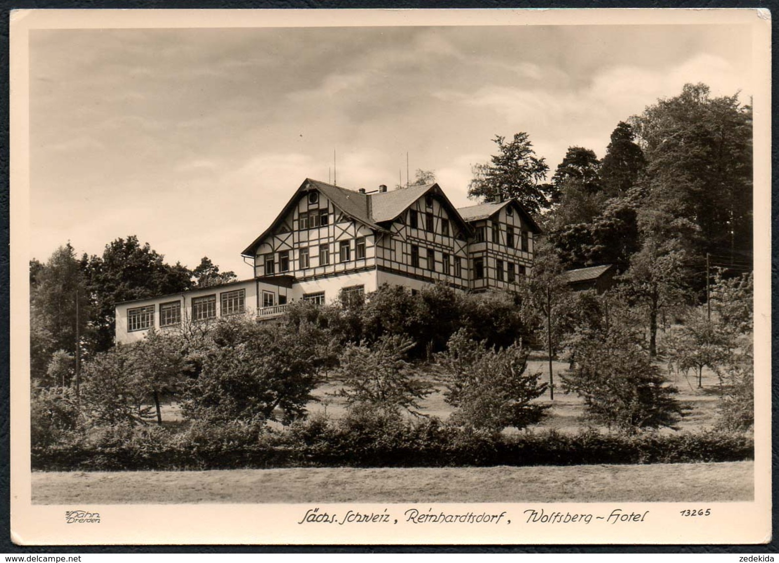 C7642 - Reinhardtsdorf Schöna - Wolfsberg Hotel Hahn Karte - Handabzug - Schöna