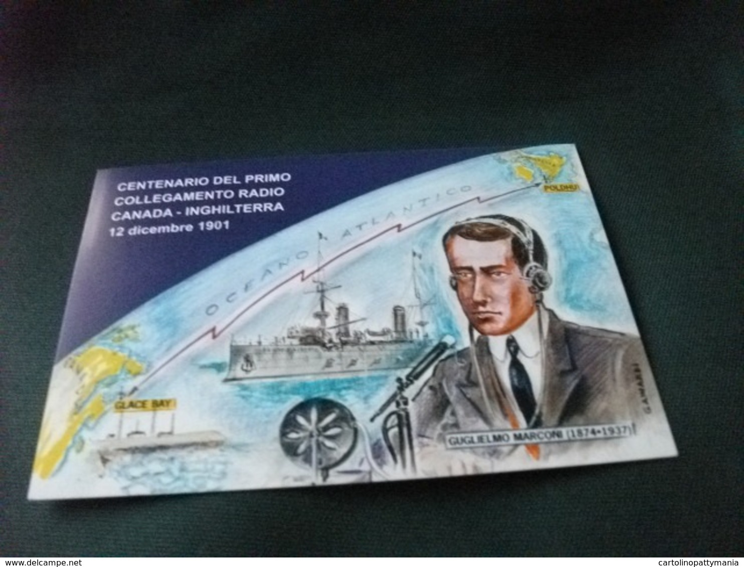 STORIA POSTALE FRANCOBOLLO ITALIA GUGLIELMO MARCONI 100° COLLEGAMENTO RADIO CANADA INGHILTERRA NAVE SHIP CARLO ALBERTO - Premi Nobel